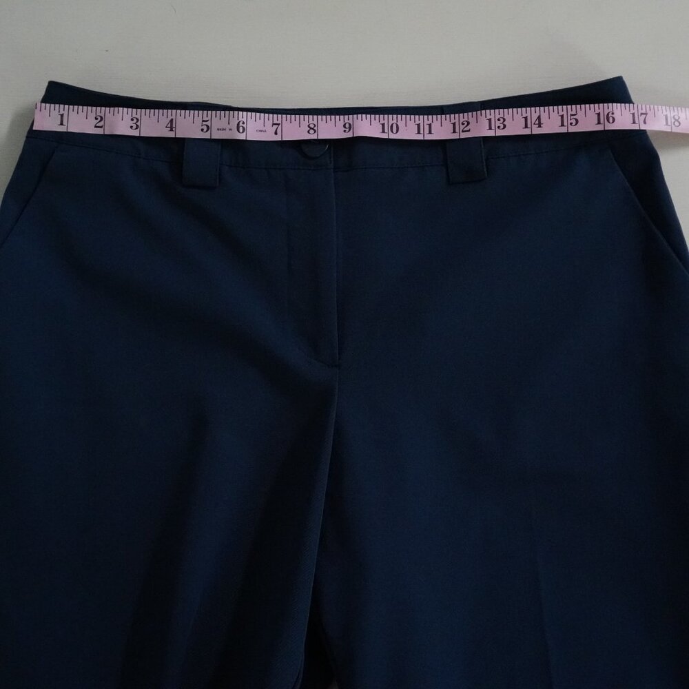 Worthington Navy Blue Trouser Pants 12P Petite Wide Straight Leg Workwear - Picture 3 of 11